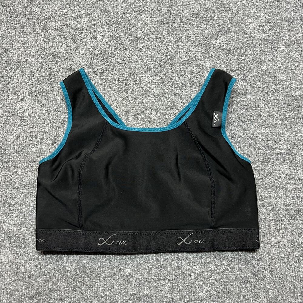 CW-X Sports Bra Womens 36D Black High Support Crossback Mesh Running Gym Top
